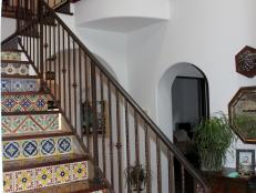 Colorful Mexican Tiles on Stair Risers