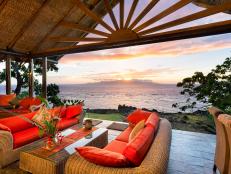 Fiji Private Island Estate: Deck and Living Room 