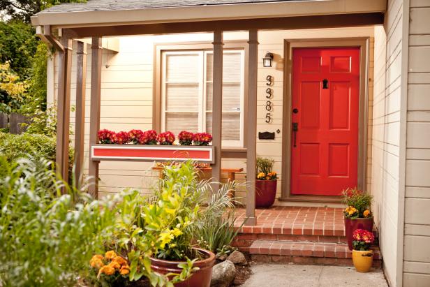 Front Porch With Red Front Door