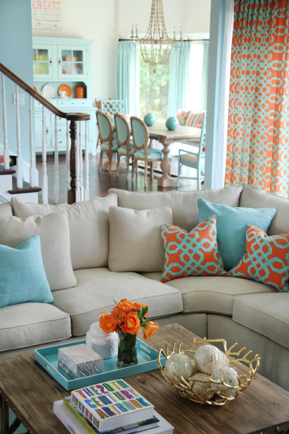 tangerine throw pillows
