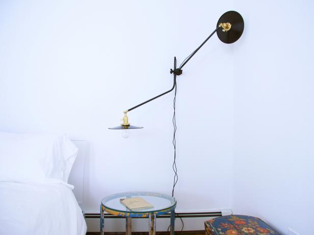 Industrial Wall Lamp in White Minimalist Bedroom