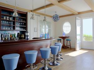 Nautical Wet Bar With Stainless Steel Pendants
