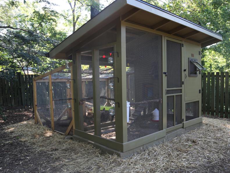 Bonnie Smith and Jennifer Campbell of Atlanta designed this stylish chicken coop, one of two in their back yard, to create a chicken habitat that would be &quot;good for the chickens, good for the environment and good for humans.&quot; They based their design on a plan they found online, and then used donated and recycled building materials where they could. The copper flashing and shingles were donated and the cinder block foundation was found on Craigslist.