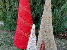 The simplicity of these cone trees makes for perfect Christmas yard decor that is striking but not overpowering. You can use almost any color or texture to create your own trees and personalize them for your yard.