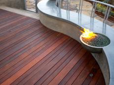 Concrete Fire Pit Seamlessly Blends with Seating