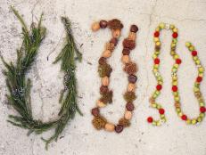 Create your own holiday garlands using plants, seeds, nuts or hand felted balls. Choose one of these styles and modify it for personalized holiday decor.