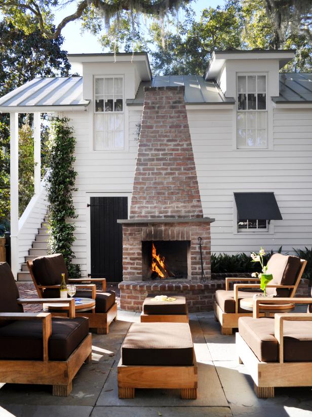 Outdoor Brick Fireplace, Cost To Build Large Outdoor Fireplace