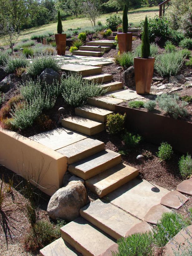 Outdoor Rooms - Steps  Garden stairs, Outdoor stairs, Sloped garden