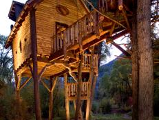 This Carbondale, Colorado treehouse was the first that Steven A. Novy, AIA, of Green Line Architects (www.greenlinearchitects.com), ever designed. A collaboration with builder and furniture craftsman David Rasmussen, this fun and frivolous feat was commissioned by Branden Cohen and Deva Shantay of True Nature Healing Arts. Called Crystal River, it features stilt-like log supports, framing made from reclaimed or blown-down timbers, and white pine and cedar siding.