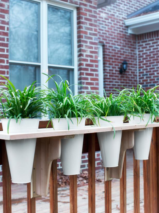 Railing store planter boxes