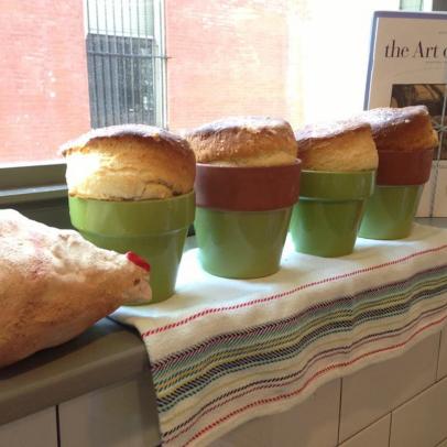 baking bread in flower pots