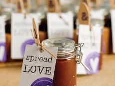 This sweet little favor of homemade apple butter is sure to please your wedding guests. Each batch makes 18 small jars.