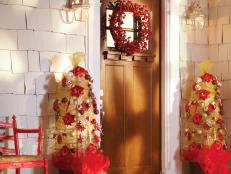 Existing garden items, such as a tomato cage, can be <a target="_blank" href="http://ext.homedepot.com/community/blog/christmas-craft-ideas-tomato-cage-christmas-tree/">repurposed for the holidays</a> with mesh and ornaments.