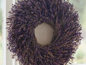Add color and a lovely fragrance to your home with a dried lavender wreath.