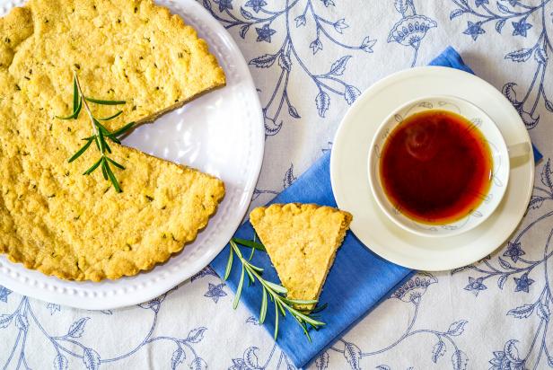Shortbread on Plate with Cup of Tea