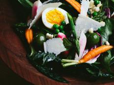 Springtime in a bowl: Fresh spinach, asparagus, peas and icicle radishes make a healthy, hearty salad.&nbsp;