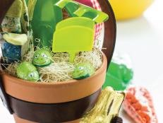 Give the gift of gardening with this fresh approach. A couple of old belts turn this terra cotta pot into the perfect Easter gift.