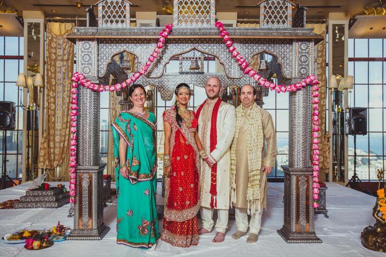 &quot;The mandap is the most well-known element of Hindu weddings,&quot; says Preeti Moberg, founder of <a href="http://thebigfatindianwedding.com/" target="_blank">The Big Fat Indian Wedding</a>. &quot;It's a four-pillared canopy structure where the wedding and all rituals take place.&quot; For this wedding, <a href="http://vivahdecoration.com/" target="_blank">Vivah Decoration</a> in Fremont, California, adorned a large silver mandap with a garland of ombre pink roses.