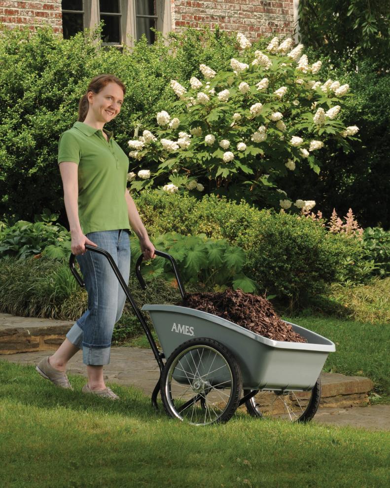 Ergonomics play a big part in cart and wheelbarrow design and this well-designed The <a target="_blank" href="http://ames.com/">AMES Total Control Cart</a>  is a cross between a wheelbarrow and a cart. The cart maintains a low  center of gravity and makes even heavy loads a breeze with high handles  you won't need to reach for. Using this cart is remarkably easy and will  make even the most difficult garden chores a pleasure. Rating: *****