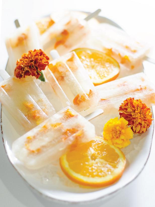 These popsicles incorporate citrus and marigold petals for a bright, summery treat.