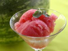 Cool down this summer with watermelon sorbet spiked with lime juice and vodka.