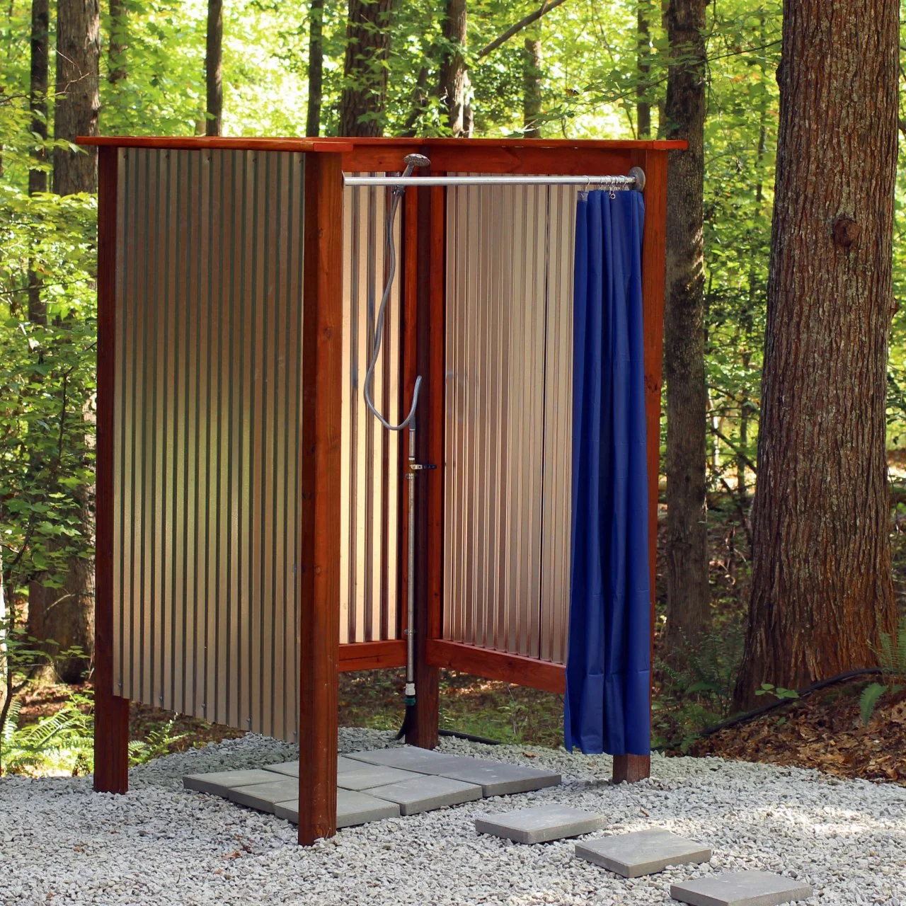 Corragated Rustic Outdoor Shower 15 Rustic Outside Shower Ideas