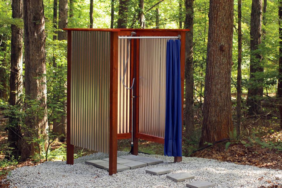 Build An Outdoor Shower, Outdoor Free Standing Shower Stall
