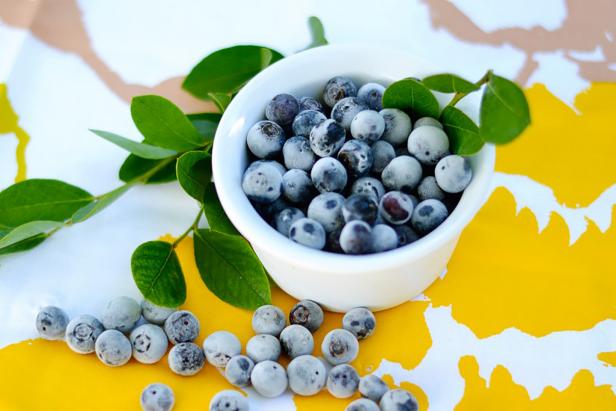 Bowl of Frozen Blueberries