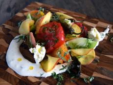 This recipe from Chef Tom Gray of&nbsp;<a href="http://moxiefl.com/">Moxie Kitchen + Cocktails</a>&nbsp;in Jacksonville, Florida combines tomatoes and peaches in a refreshing and colorful summer salad.
