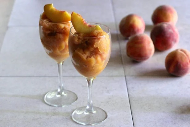 Peach granita uses seasonal fruit in an easy-to-make shaved ice dessert.