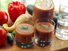 Gazpacho is a cool vegetable soup that requires no cooking.