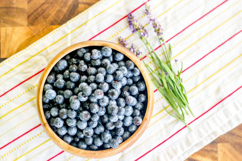 Bowl of Blueberries with Lavender Sprigs