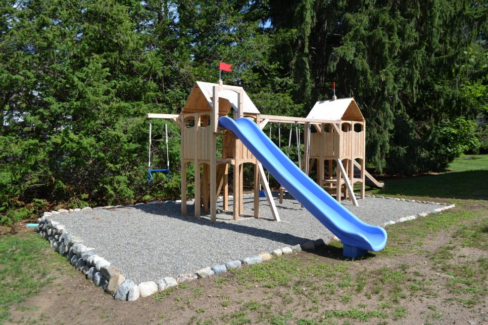 pea gravel backyard playground