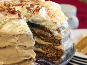 Pumpkin spice latte cake with espresso-cream cheese filling is inspired by the beloved coffee drink that is a harbinger of fall.
