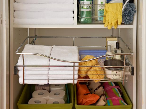 Organizing A Linen Closet - How To Organize A Deep Bathroom Cabinet