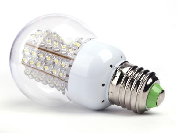 Close up LED Bulb isolated on white background