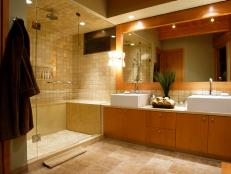 Contemporary Bath with Dual Vessel Sinks