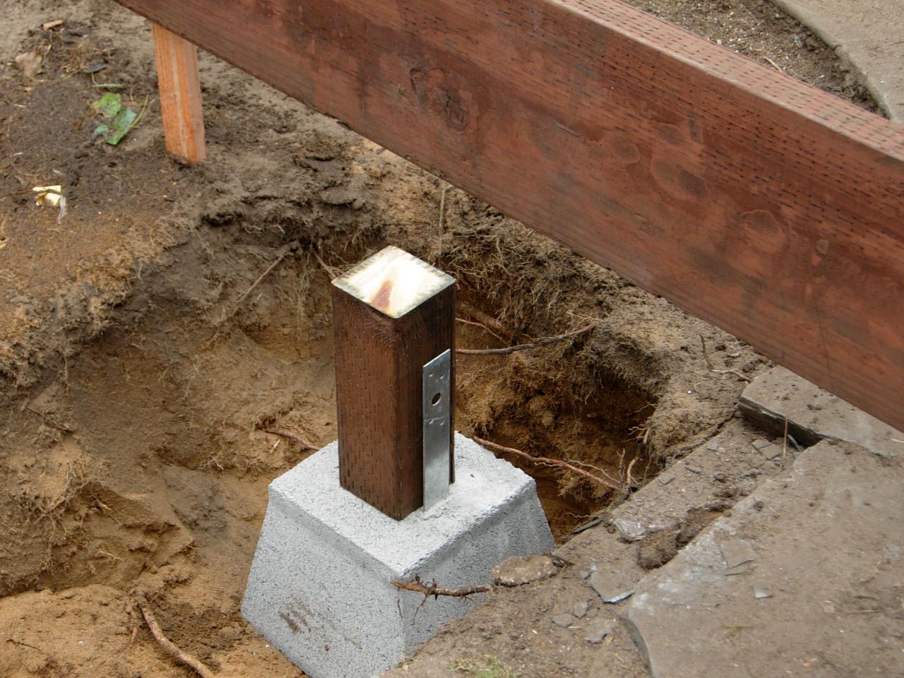 Lateral force on posts resting on concrete deck blocks - Home