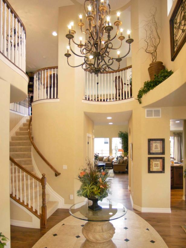 high ceiling entryway chandelier