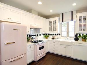 Retro Pink and White Kitchen