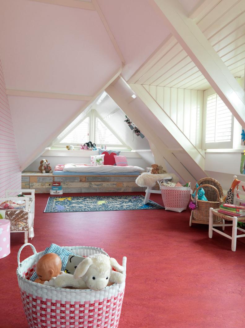 Pink Girls' Attic Bedroom 