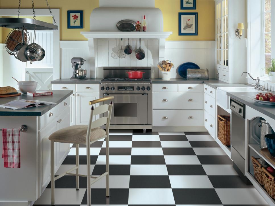 Vinyl Flooring In The Kitchen, Black And White Kitchen Floor Tiles Design
