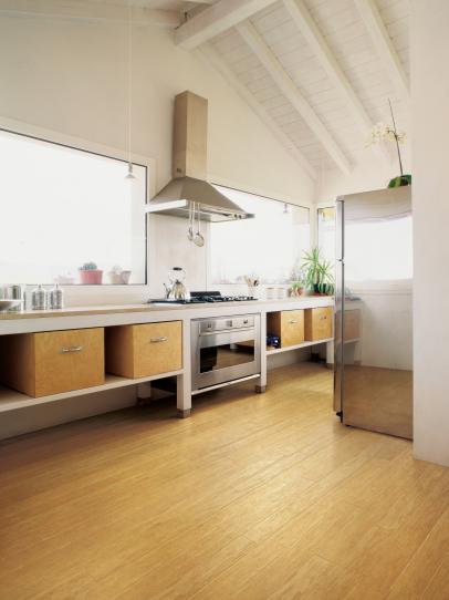 bamboo flooring white kitchen