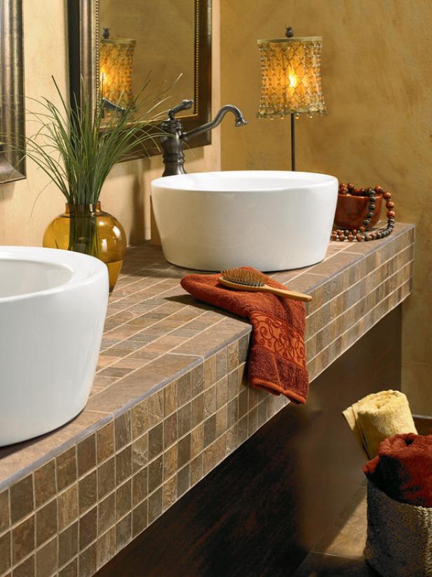 Tile Bathroom Countertops, How To Redo Bathroom Tile Countertops
