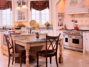 Traditional Kitchen Designed with Angled Window