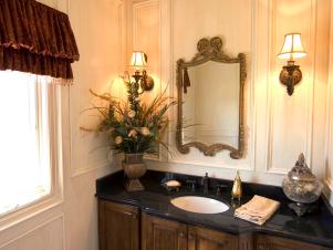 Raised Panel Walls Give Formal Look to Guest Bath
