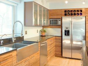 Bamboo Kitchen Cabinet Paired with Stainless Steel