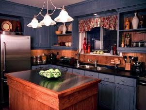 Stained Beadboard Covers Old Tiled Backsplash