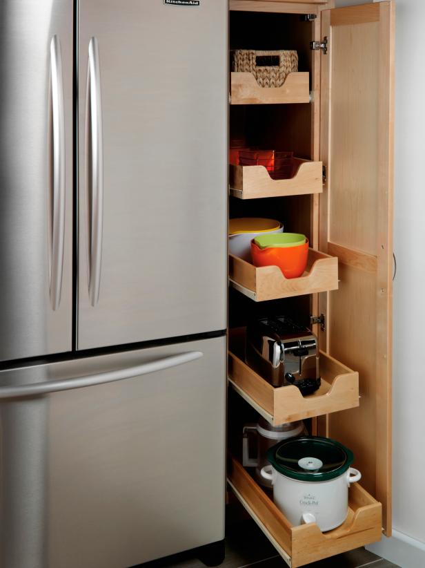 Pullout Pantry Shelving Solutions, Freestanding Pantry With Pull Out Shelves