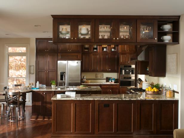 Transitional Neutral Kitchen With Brown Cabinets